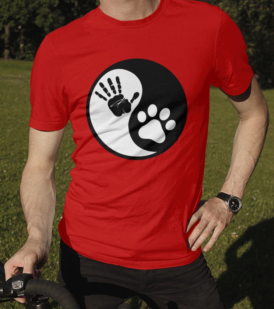 Yin Yang Hand Paw Print Best Dog Harmony T-Shirt