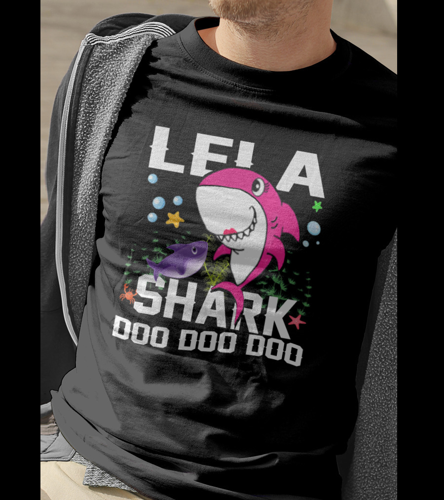 Lela Shark Doo Doo Doo Grandpa Mommy Daddy Bubbles Starfish Crabs T-Shirt