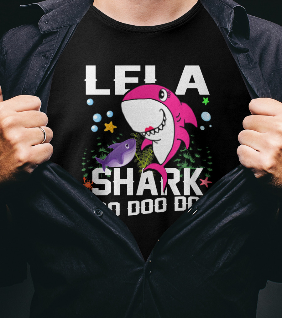 Lela Shark Doo Doo Doo Grandpa Mommy Daddy Bubbles Starfish Crabs T-Shirt