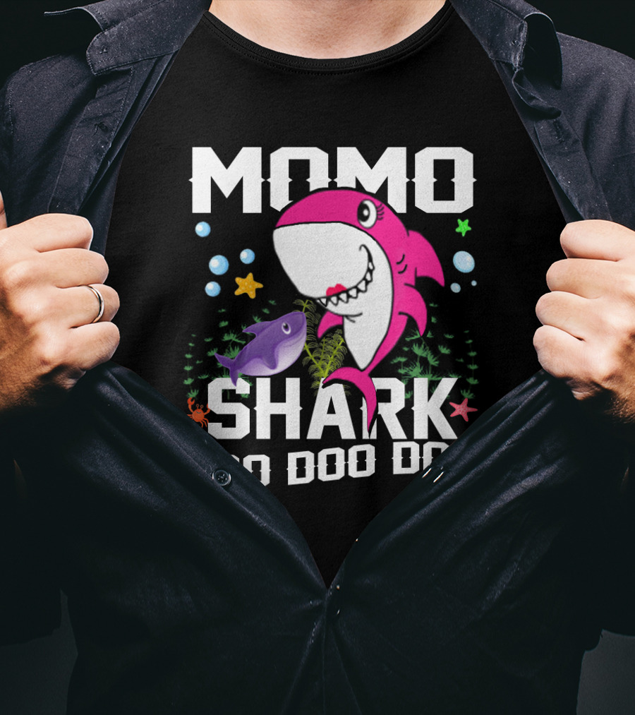 Momo Shark Doo Doo Doo Grandpa Mommy Daddy Ocean T-Shirt