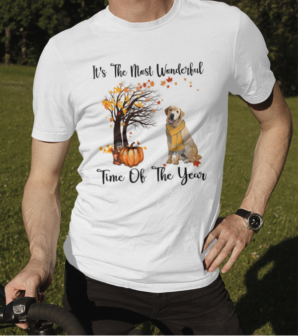 It's The Most Wonderful Time Of The Year Labrador Autumn Pumpkin Leaves T-Shirt