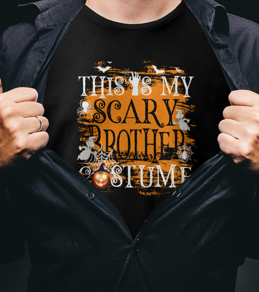 This Is My Scary Brother Costume Halloween Ghosts Pumpkin Spiders T-Shirt