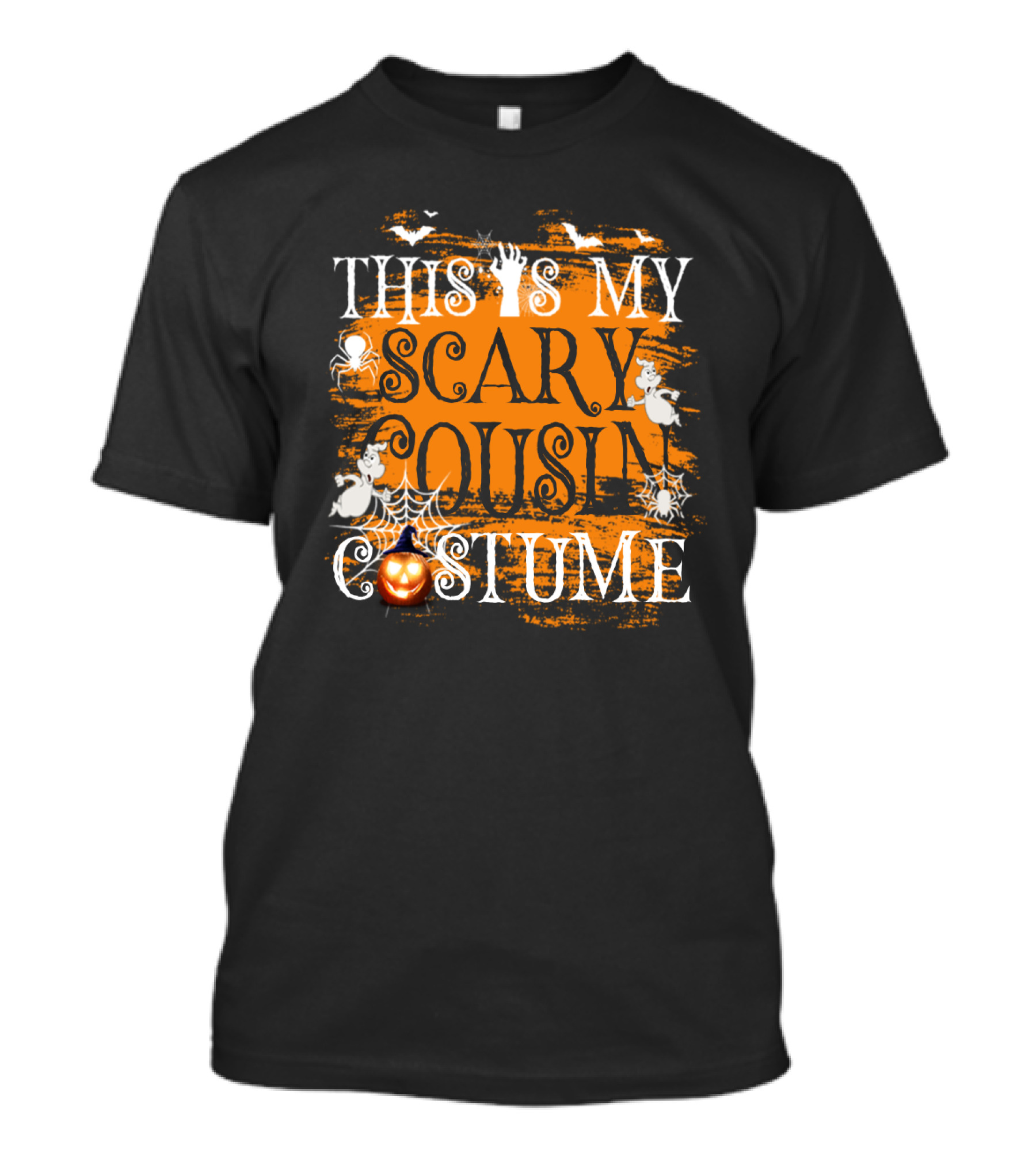 This Is My Scary Cousin Costume Halloween Pumpkin Spider Bat Ghosts Hands T-Shirt