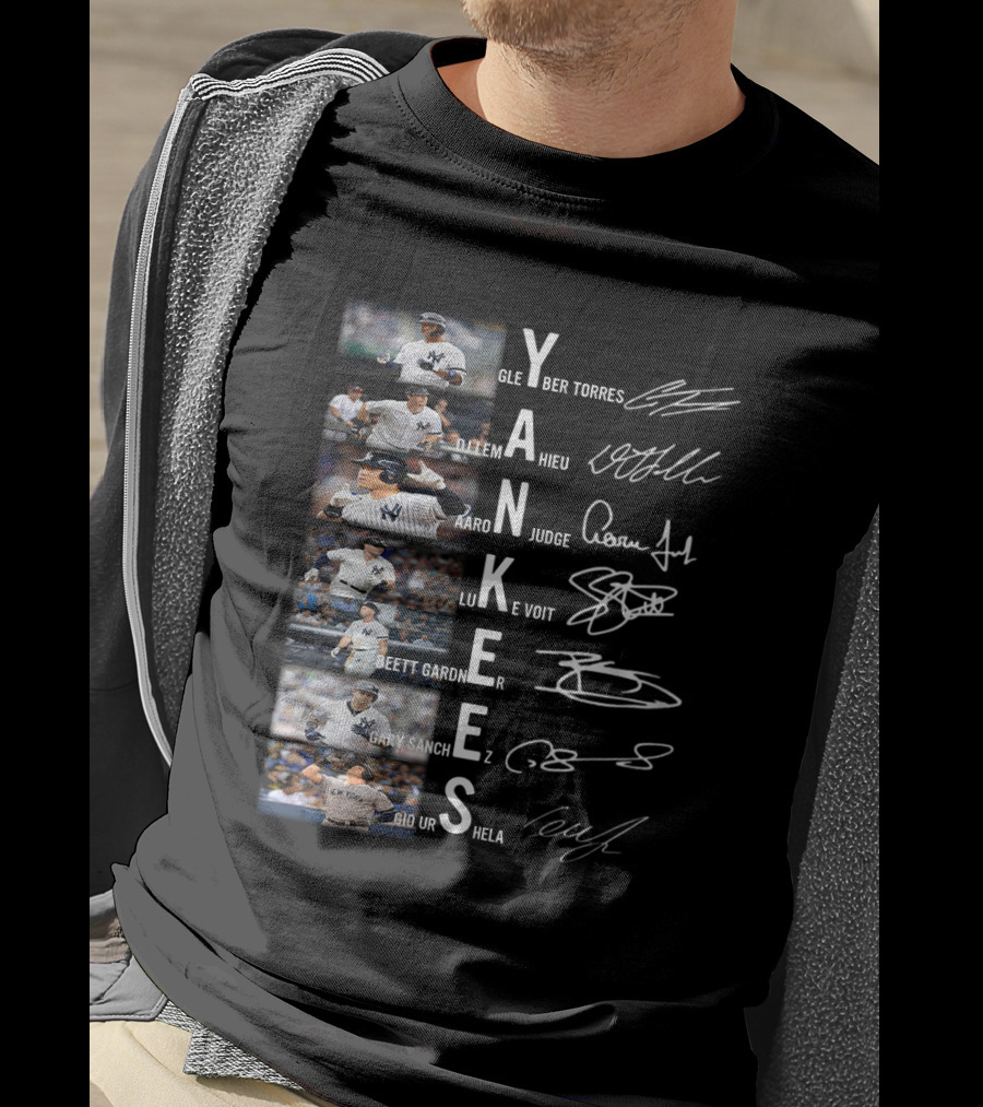 Yankees Signature Series Baseball Players Glayber Torres Dj Lemahieu Aaron Judge Luke Voit Brett Gardner Gary Sanchez Gio Urshela T-Shirt