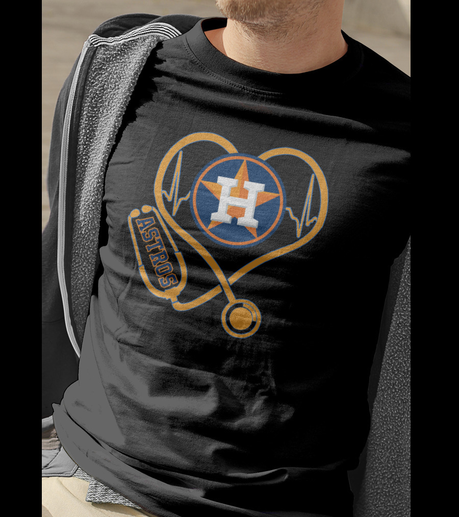 Astros Houston Heartbeat Nurse Stethoscope T-Shirt