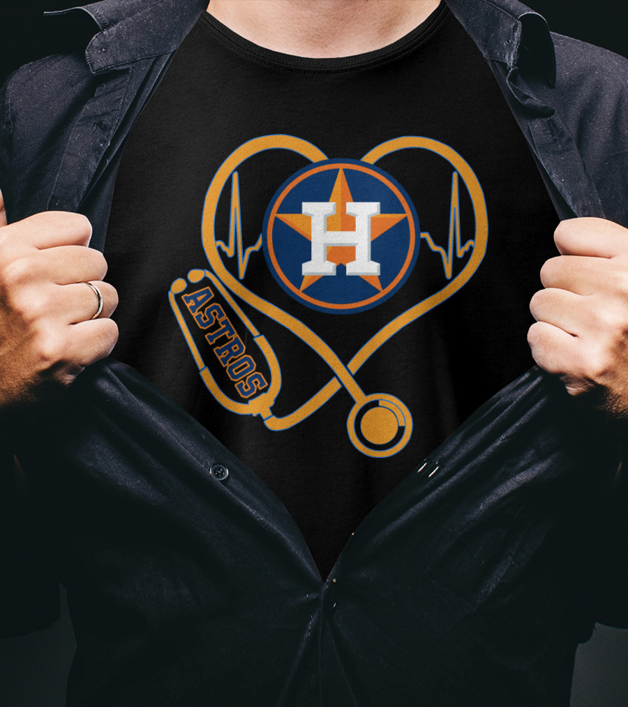 Astros Houston Heartbeat Nurse Stethoscope T-Shirt