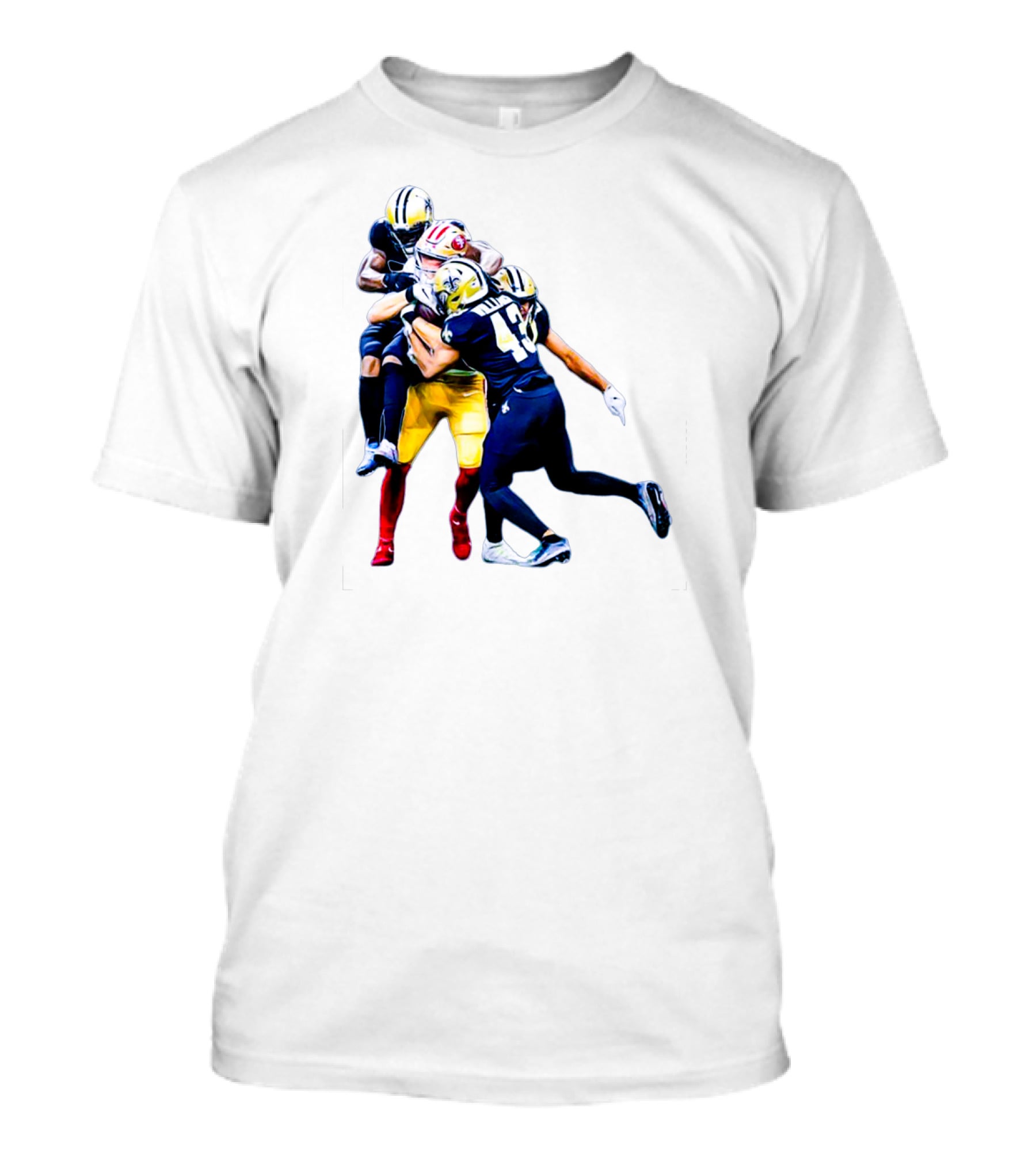 George Kittle Tackled By Three Opponents Football Action Scene T-Shirt