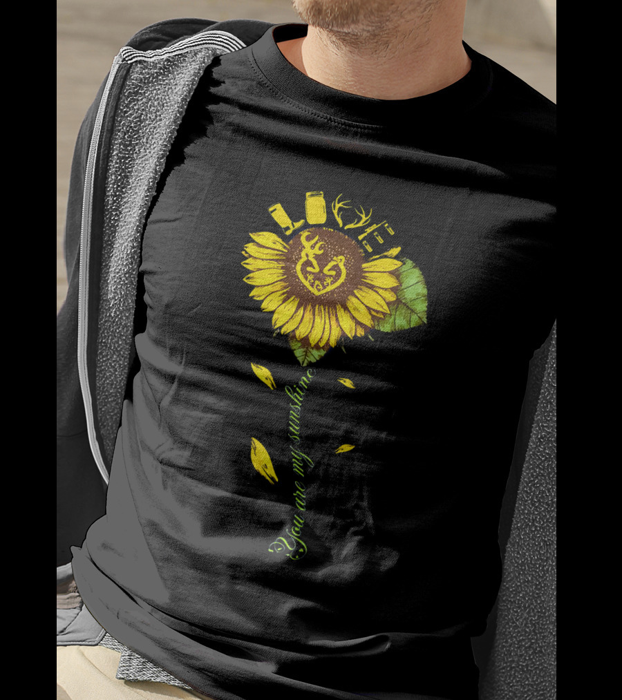 You Are My Sunshine Deer Antler Sunflower T-Shirt