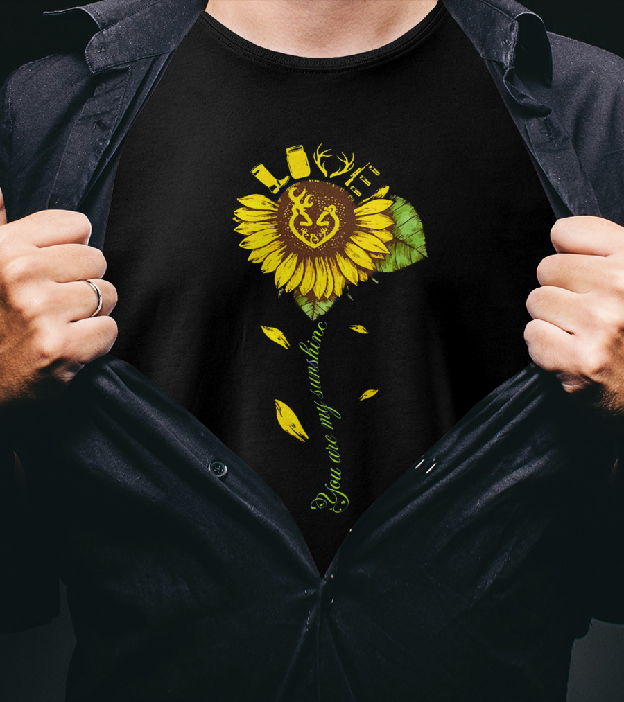 You Are My Sunshine Deer Antler Sunflower T-Shirt