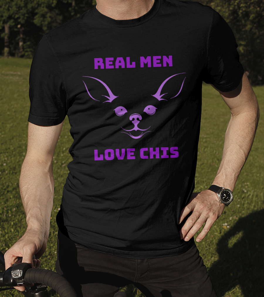 Real Men Love Chis Chihuahua Face T-Shirt