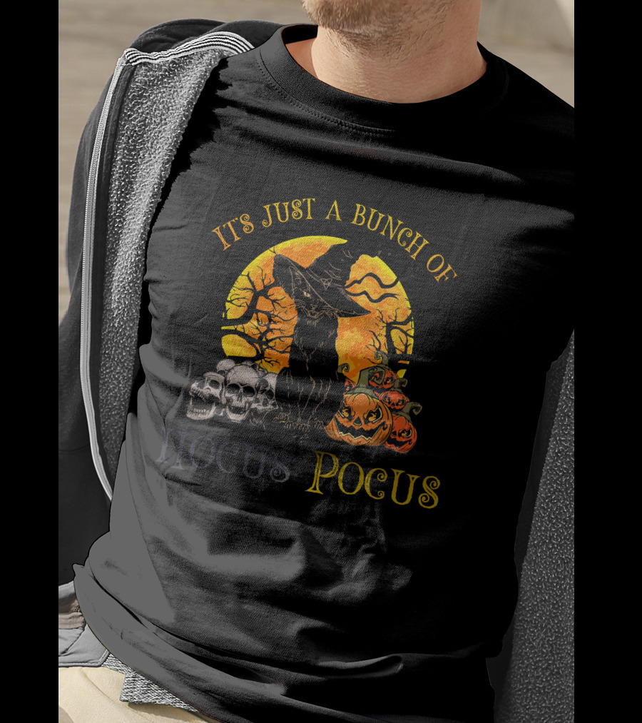 It's Just A Bunch Of Hocus Pocus Black Cat Moon Halloween Costume T-Shirt