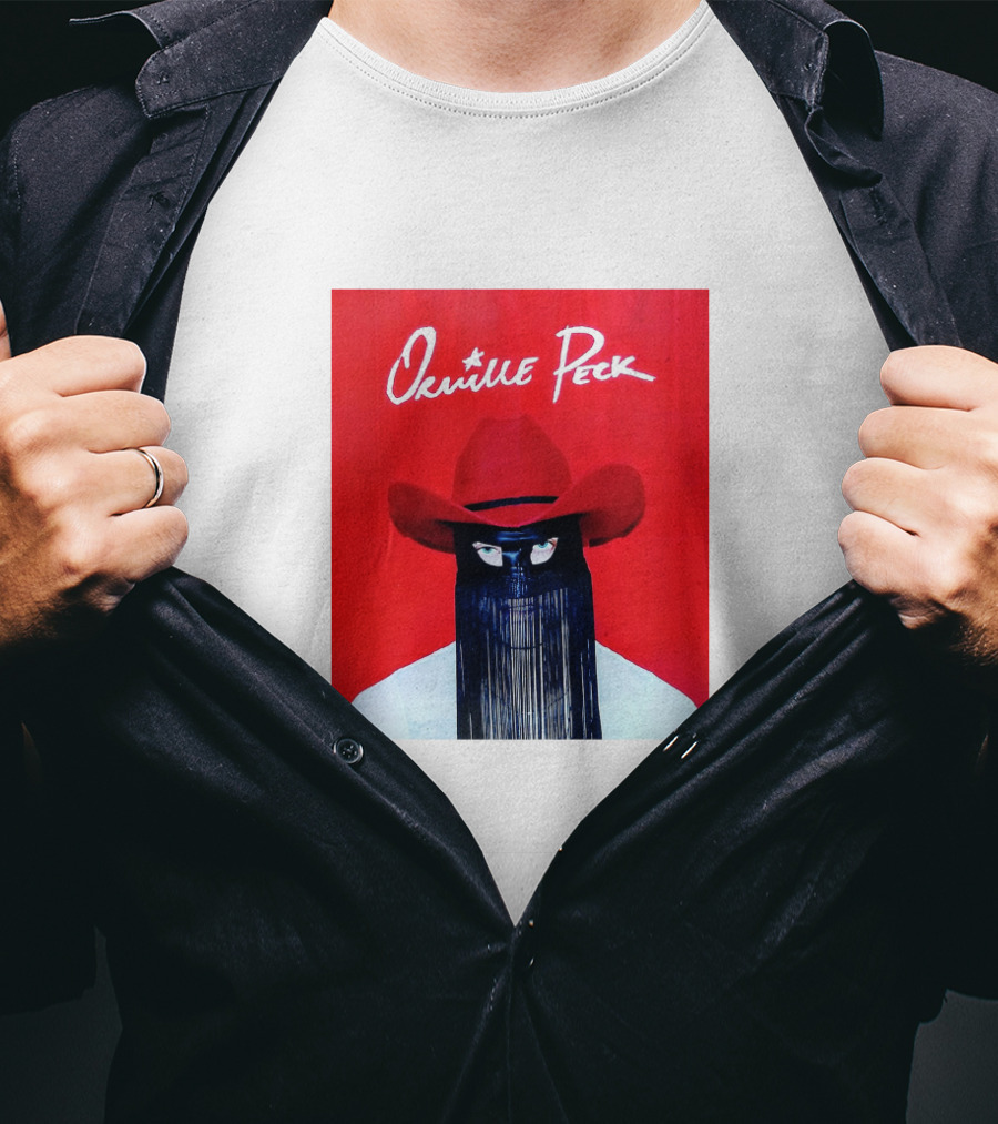 Orville Peck Red Hat Fringed Mask T-Shirt