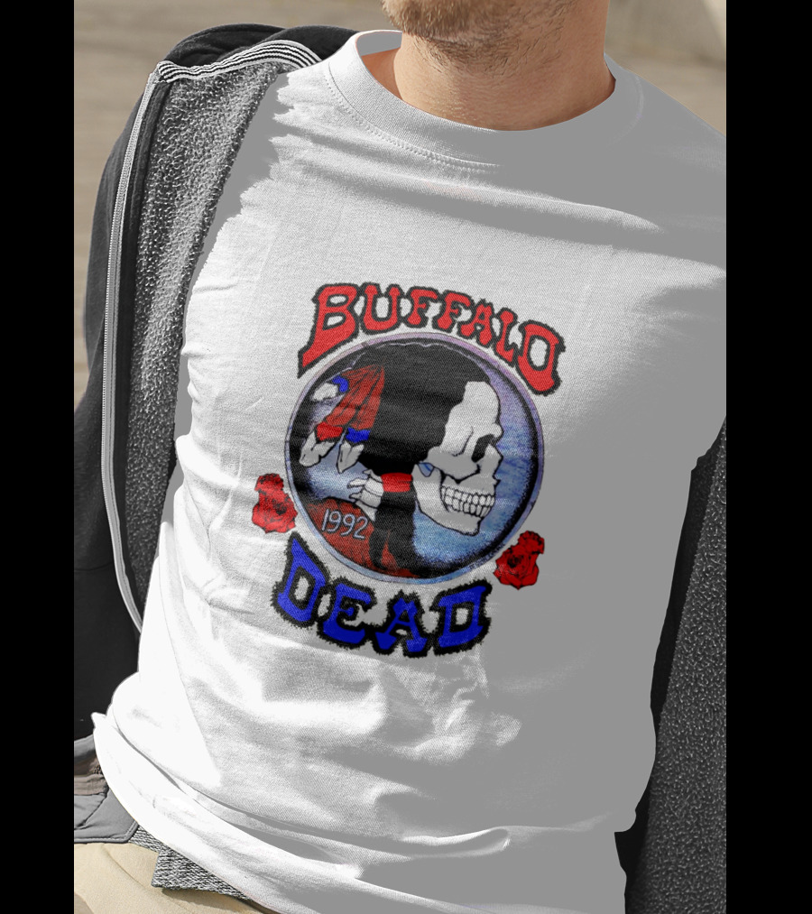 Buffalo Dead 1992 Skull With Roses T-Shirt