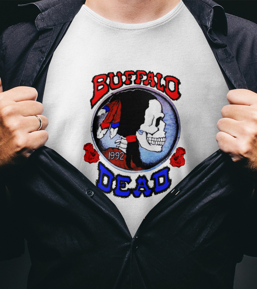 Buffalo Dead 1992 Skull With Roses T-Shirt