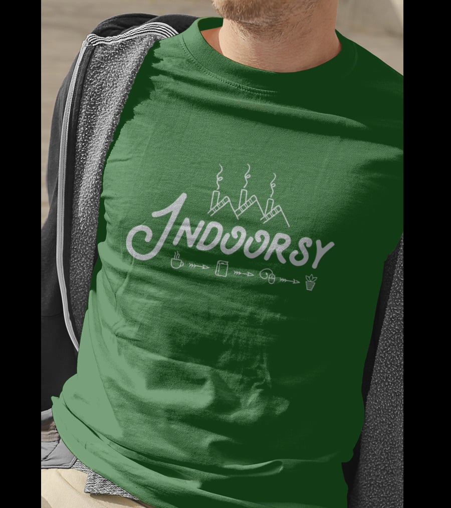Indoorsy Smoke Coffee Book Music Plant Icons T-Shirt