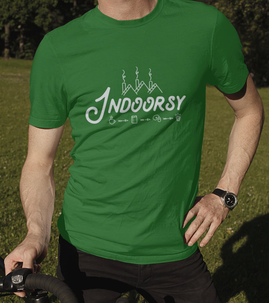 Indoorsy Smoke Coffee Book Music Plant Icons T-Shirt