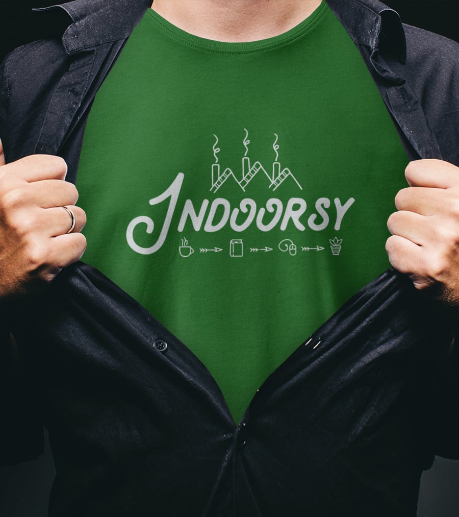 Indoorsy Smoke Coffee Book Music Plant Icons T-Shirt