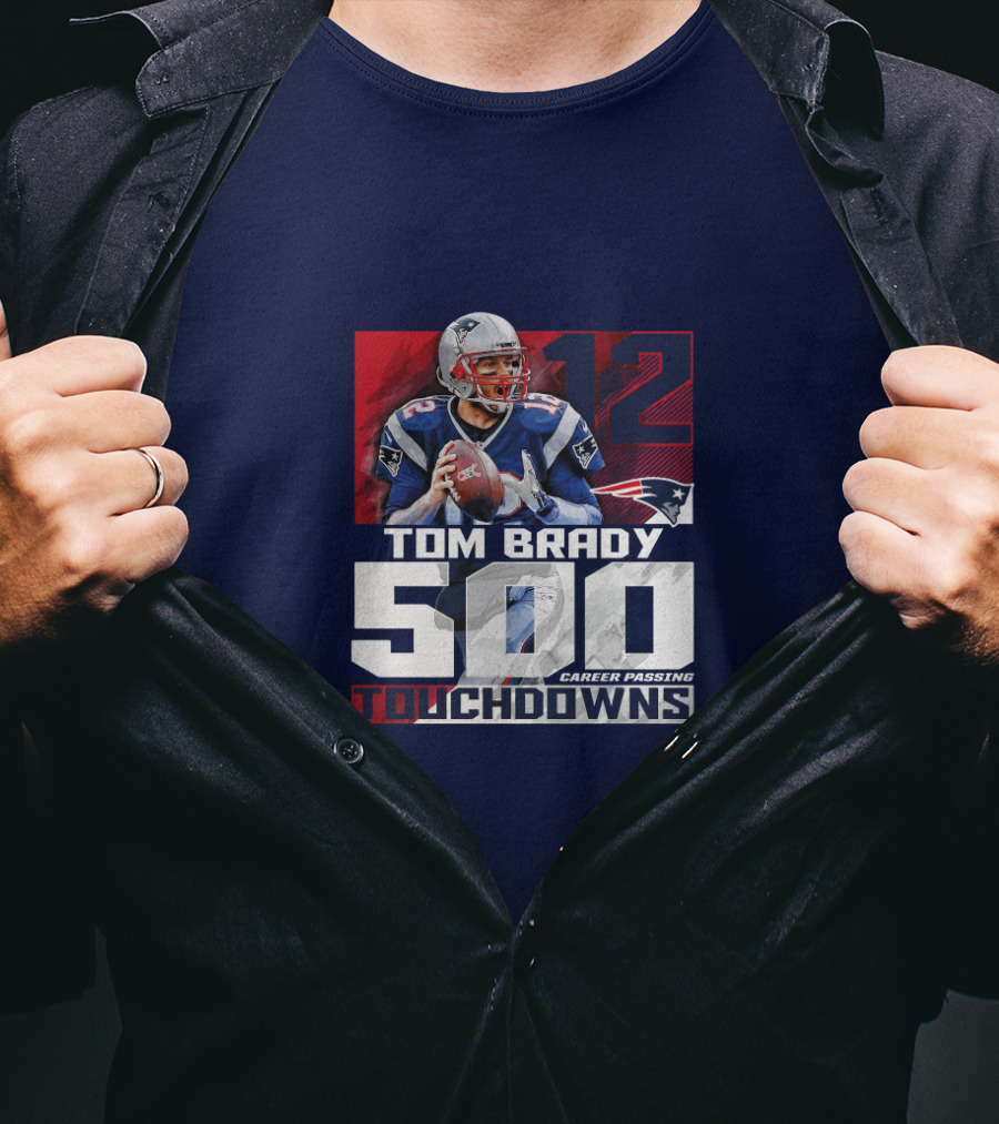 Tom Brady 500 Career Passing Touchdowns 12 Patriots T-Shirt