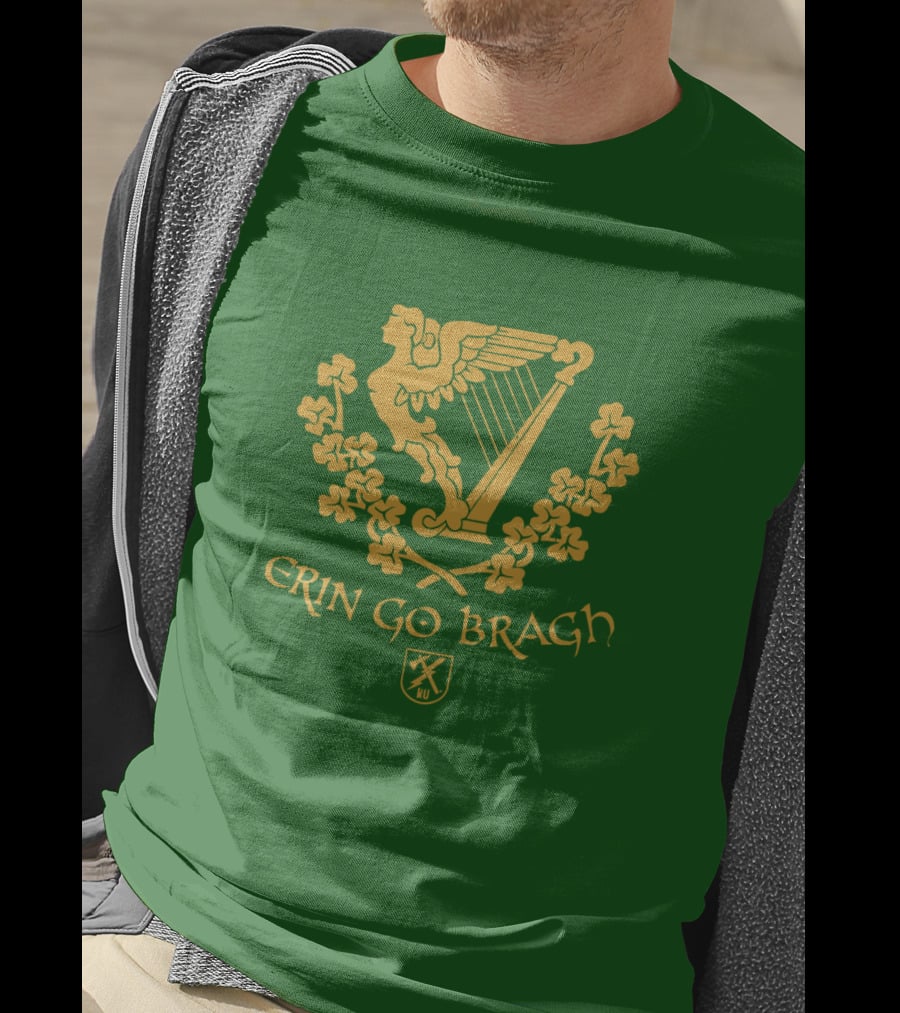 Erin Go Bragh Irish Harp And Shamrock Emblem T-Shirt