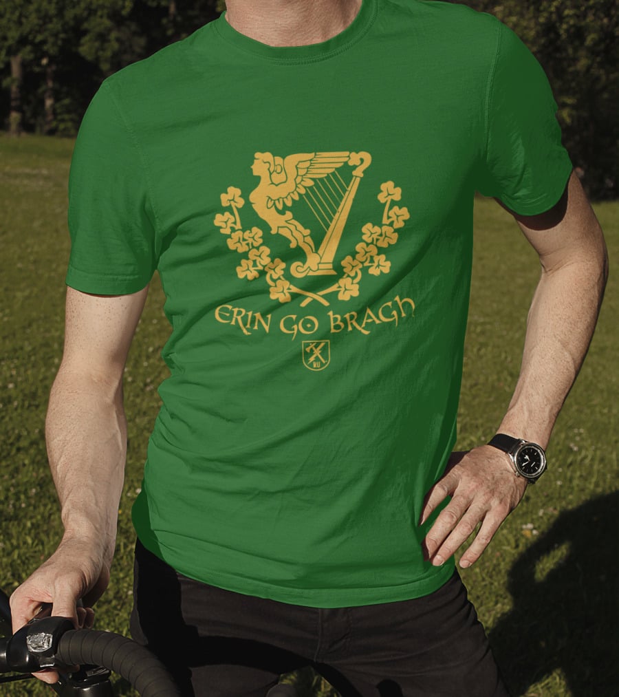 Erin Go Bragh Irish Harp And Shamrock Emblem T-Shirt