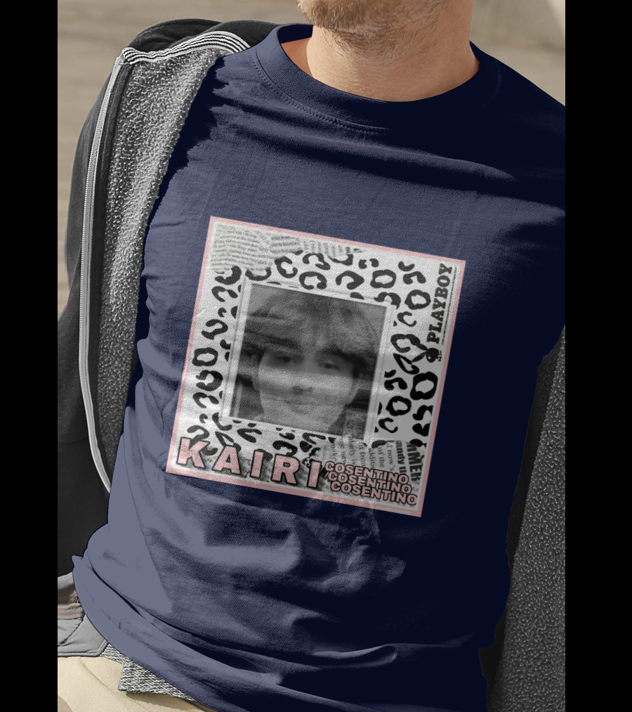 Kairi Cosentino Playboy Leopard Print Black And White Photo Montage T-Shirt