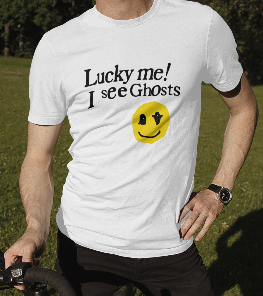 Lucky Me I See Ghosts Kids See Ghosts Merch Yellow Smiley Face T-Shirt