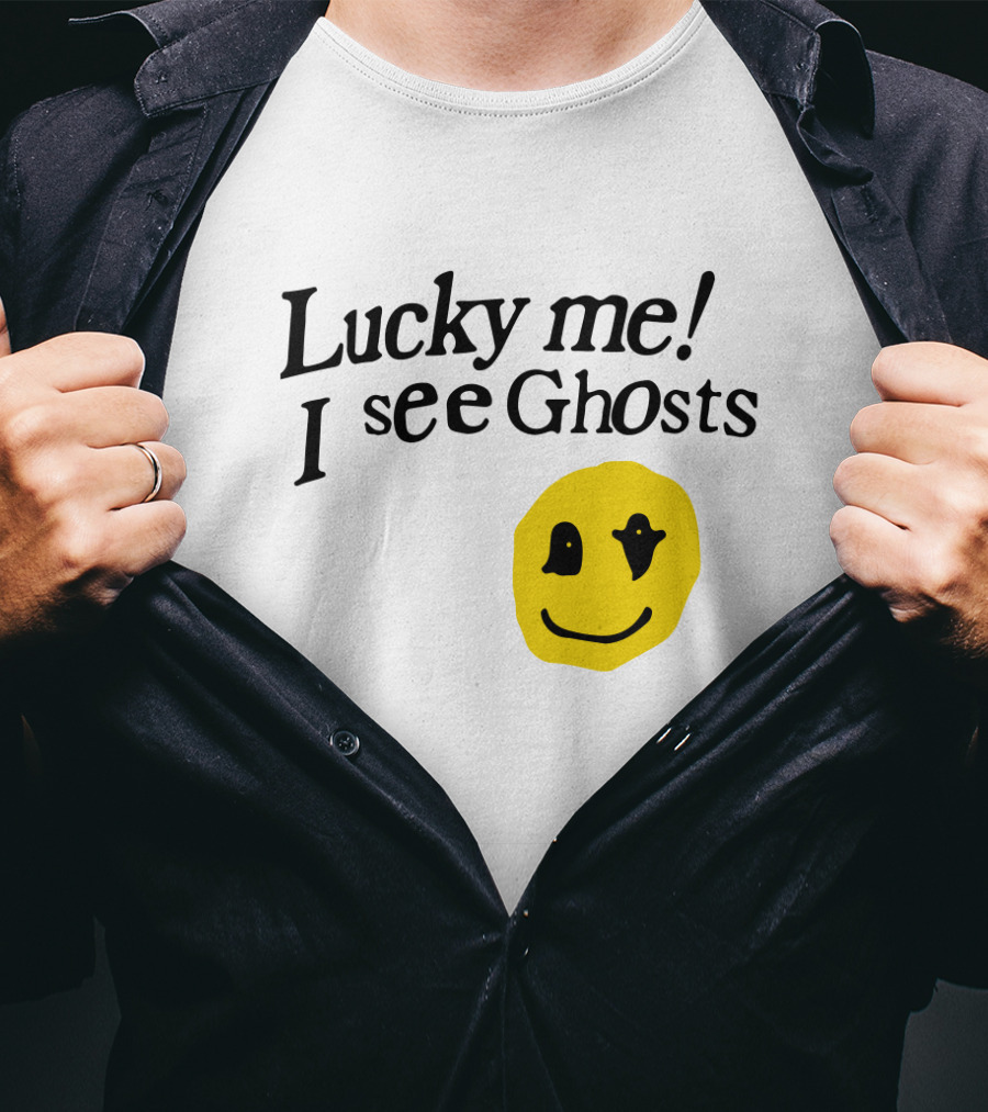 Lucky Me I See Ghosts Kids See Ghosts Merch Yellow Smiley Face T-Shirt