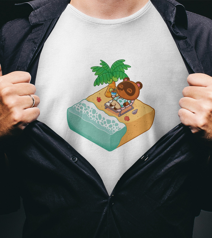 Tom Nook Beach Relaxation Paradise Island Scene T-Shirt