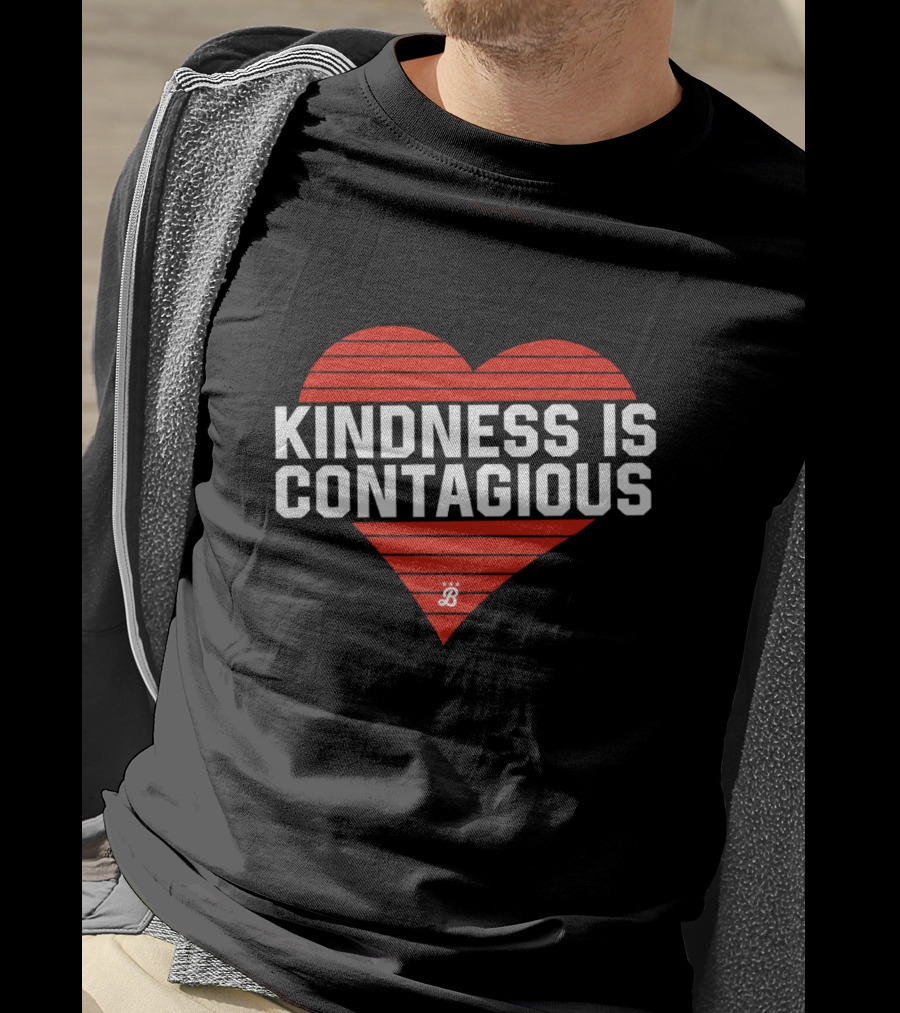 Kindness Is Contagious Red Heart Stripes T-Shirt