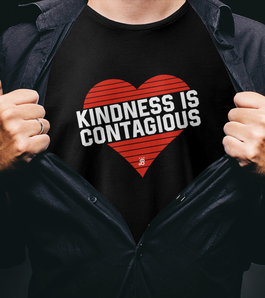 Kindness Is Contagious Red Heart Stripes T-Shirt