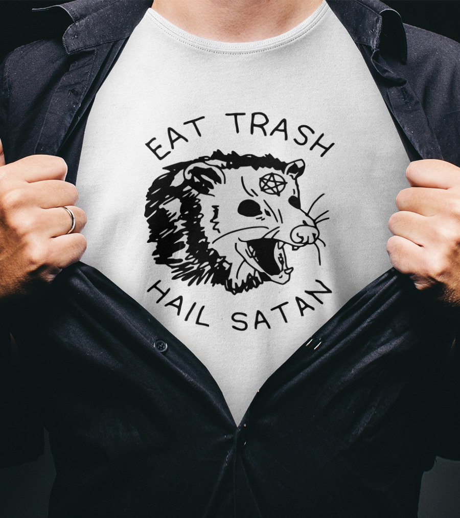 Eat Trash Hail Satan Opossum Pentagram T-Shirt
