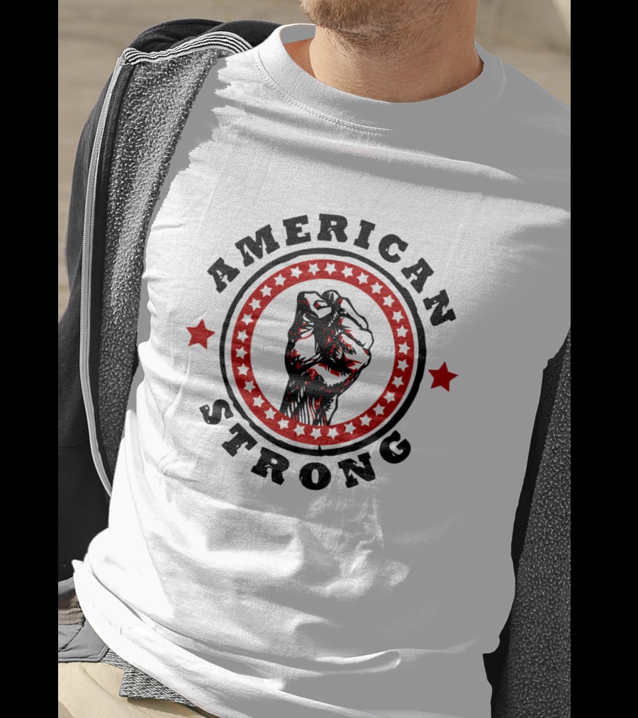 American Strong Fist With Stars And Circle T-Shirt