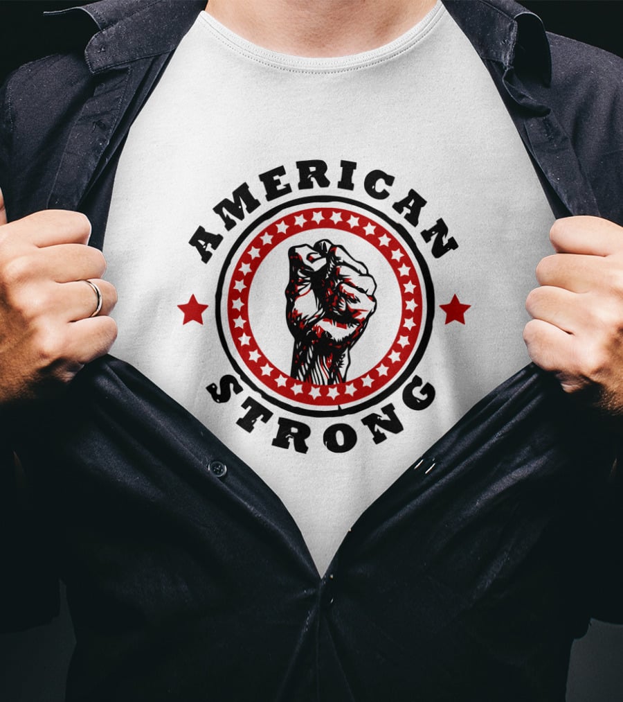 American Strong Fist With Stars And Circle T-Shirt
