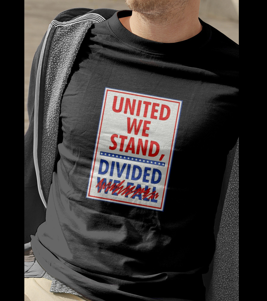 United We Stand Divided We Fall Red Blue Stars T-Shirt
