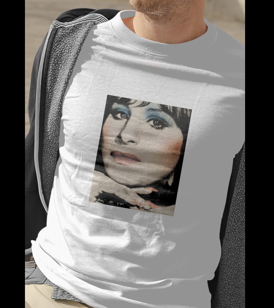 Barbra Streisand Portrait With Signature And Blue Eye Shadow T-Shirt