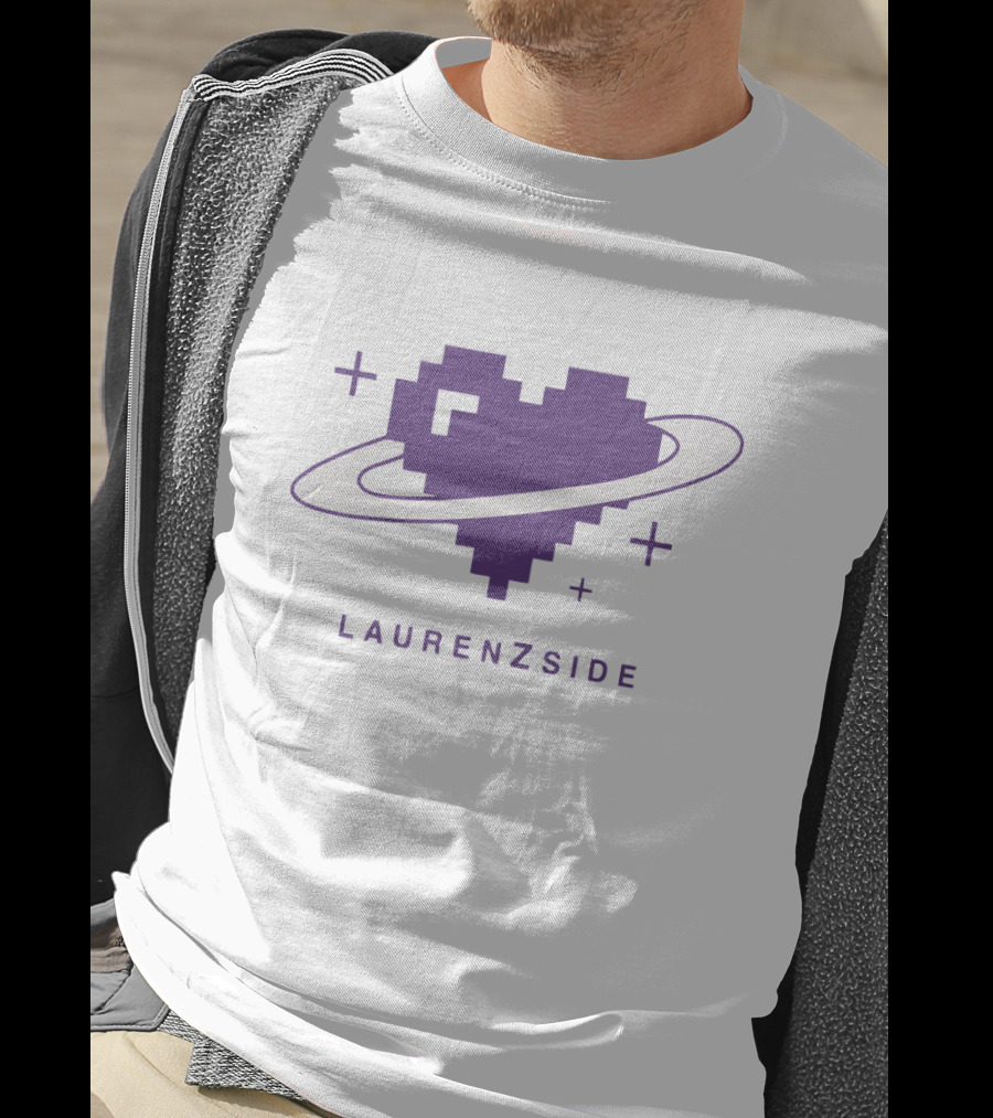 LAURENZSIDE Pixel Heart Galaxy Motif T-Shirt