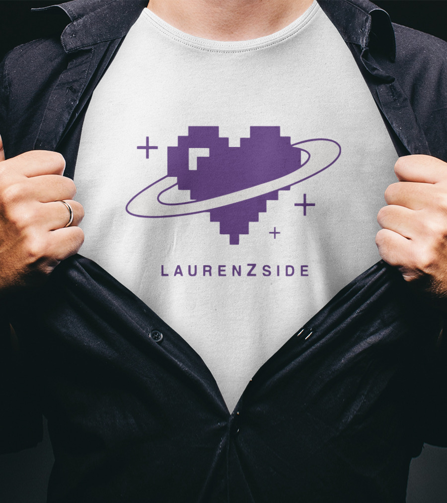 LAURENZSIDE Pixel Heart Galaxy Motif T-Shirt