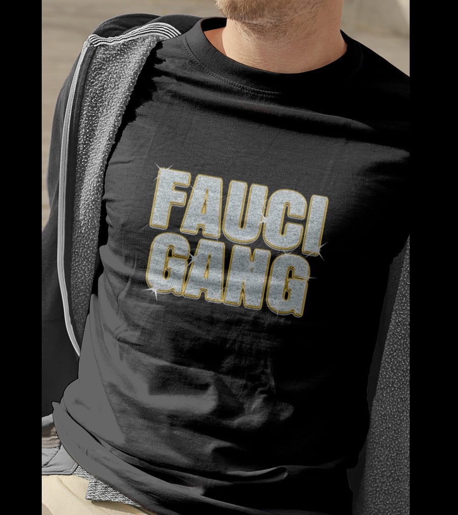 FAUCI GANG Sparkling Silver Text T-Shirt