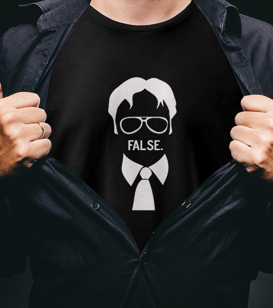 Dwight False Silhouette Icon With Glasses And Tie T-Shirt