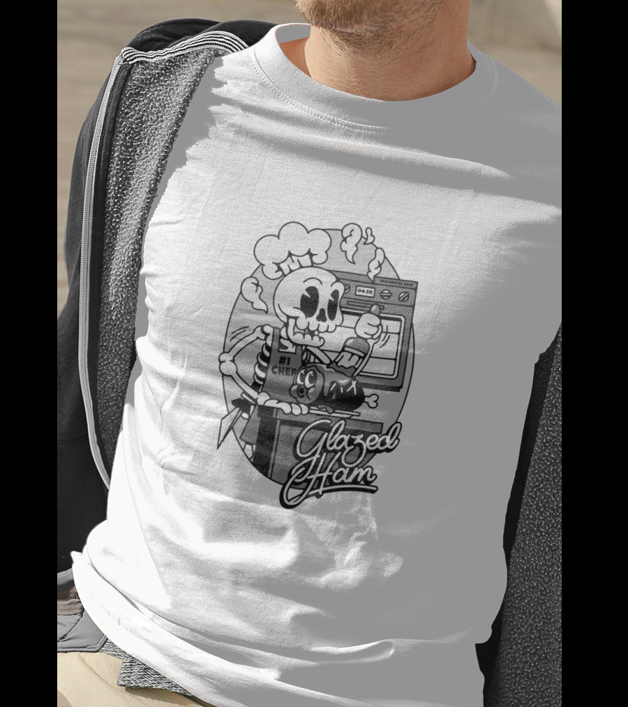 Glazed Ham Cold Ones Merch #1 Chef Skeleton Oven Cooking T-Shirt