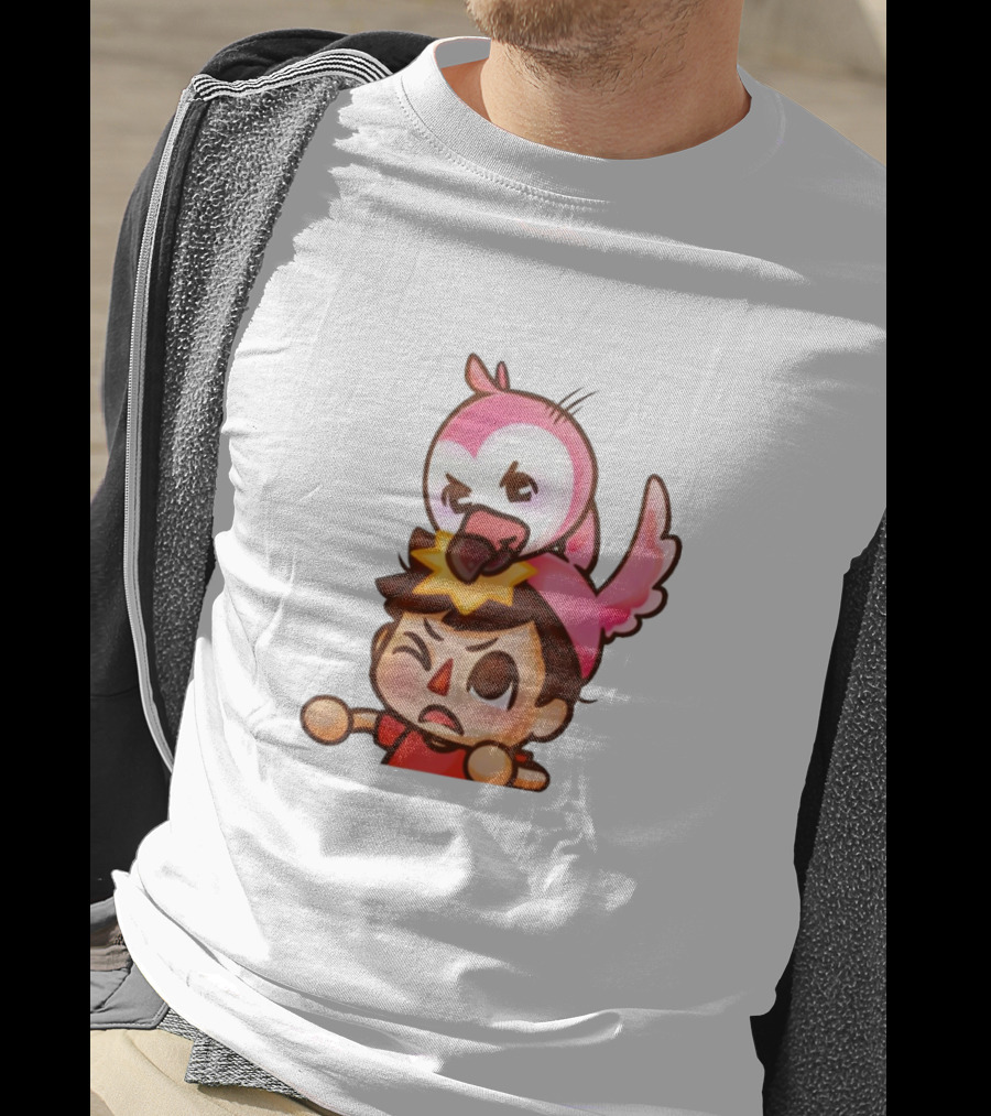 Youtooz Flamingo Angry Cartoon Character With Pink Bird Companion T-Shirt