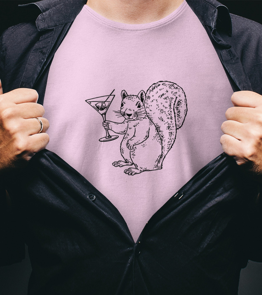 Planet Money Squirrel Holding Martini T-Shirt