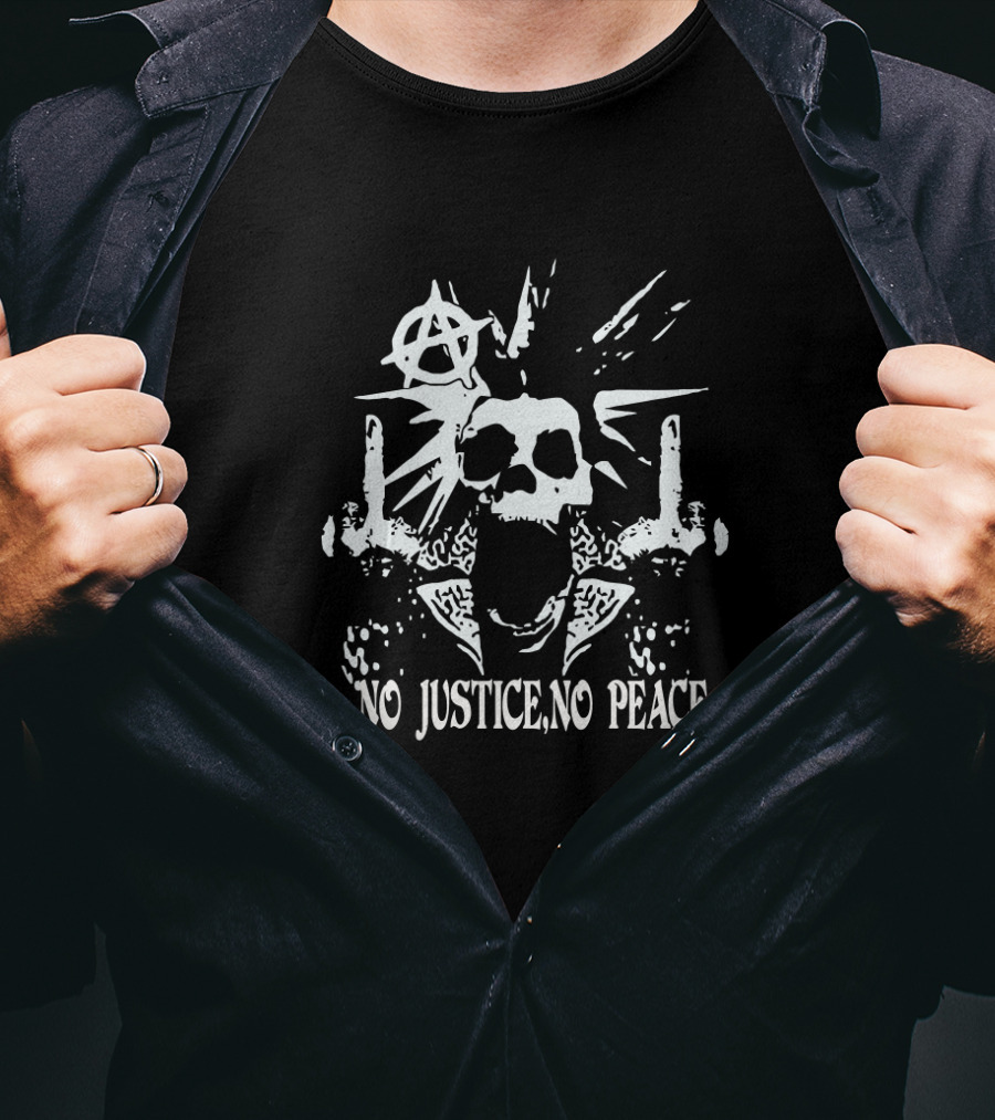 No Justice No Peace Anarchy Skull Punk T-Shirt