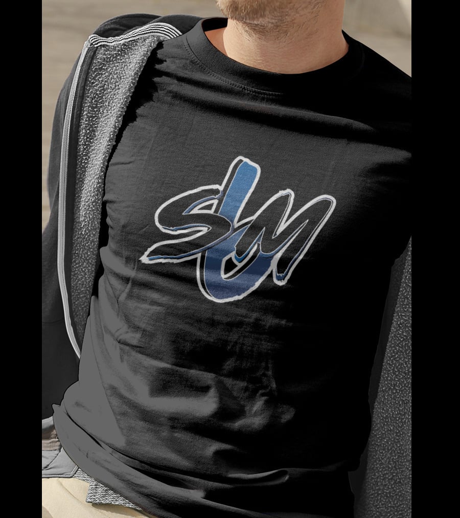 SM6 Band Blue And Black Text T-Shirt