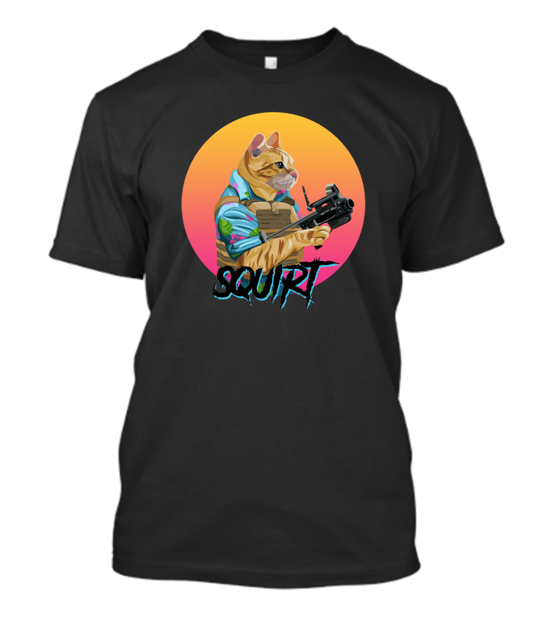 Squirt Cat Rainbow Sunset Tactical Operator T-Shirt