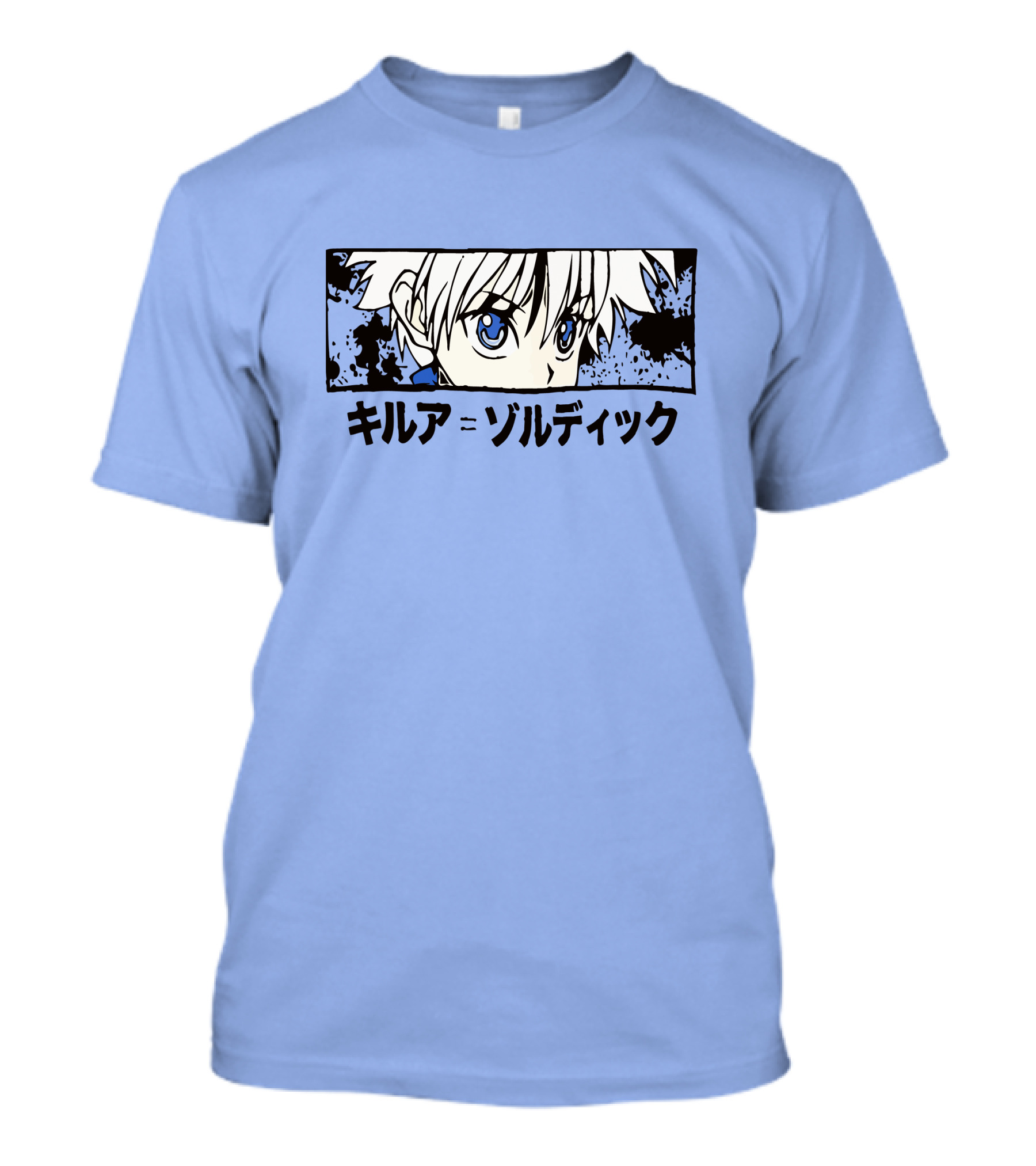 Killua Zoldyck Anime Portrait Blue Eyes Japanese Text Zumiez T-Shirt