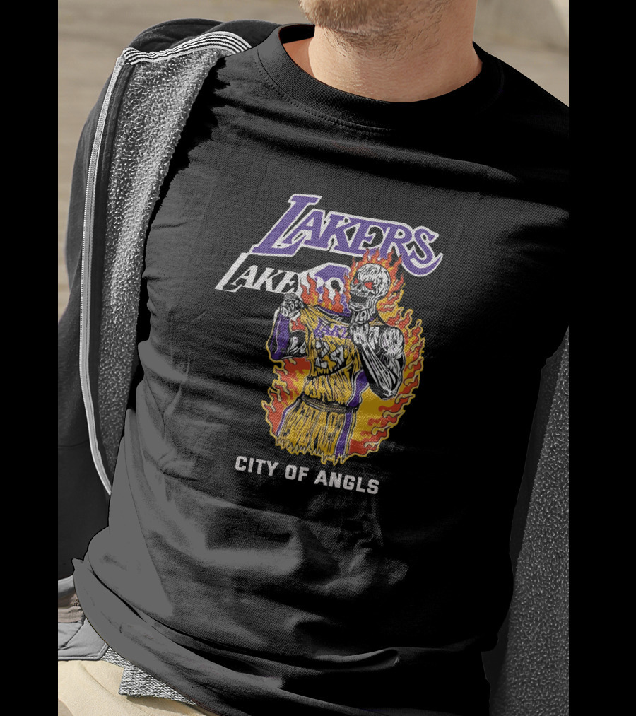 Lakers City Of Angels Flame Player Warren Lotas Los Angeles Jersey T-Shirt