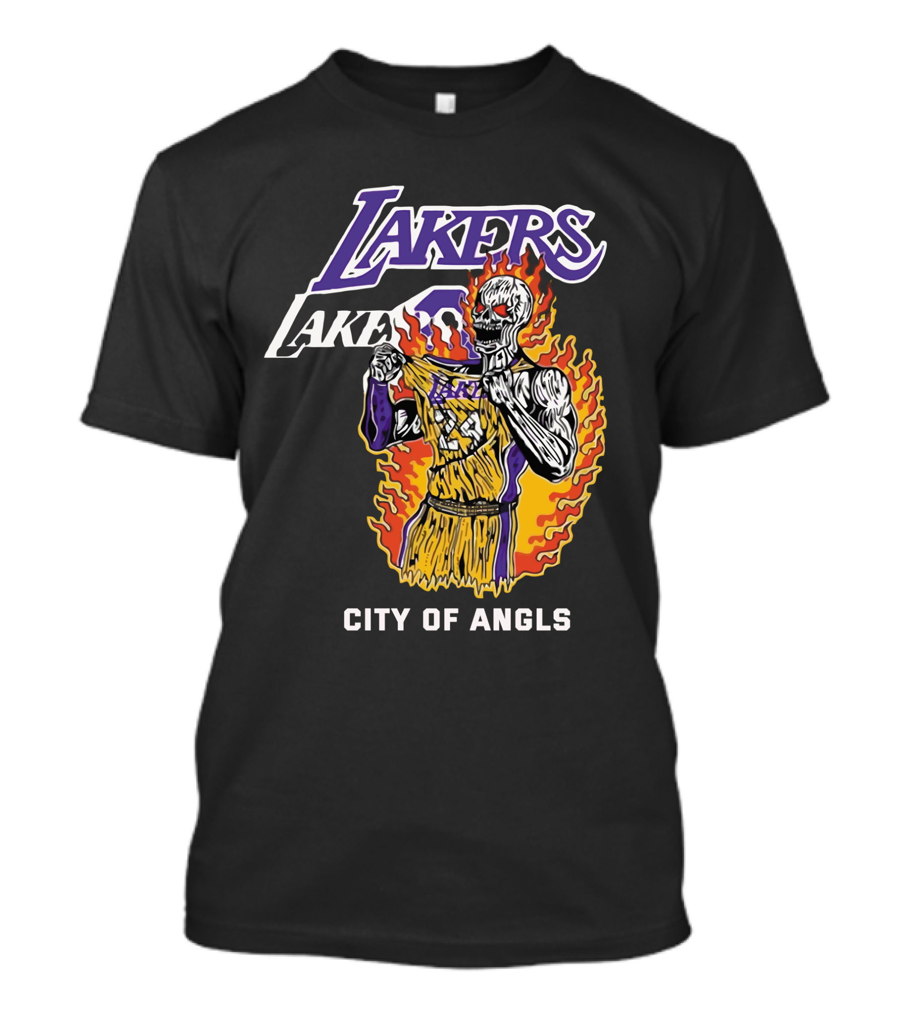 Lakers Kobe Skeleton City Of Angels Flames T-Shirt