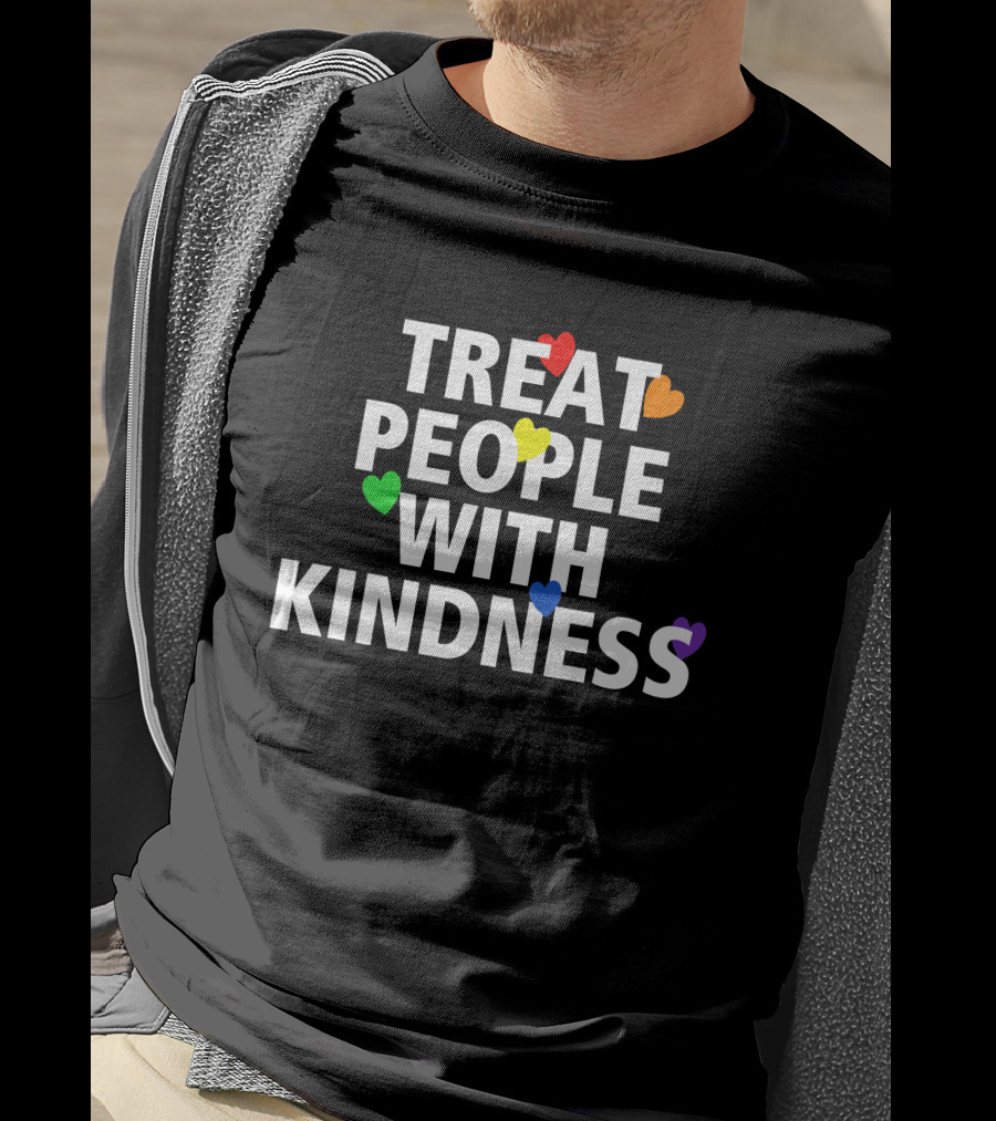 Treat People With Kindness Rainbow Hearts T-Shirt