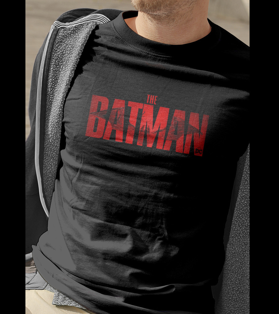 The Batman DC Red Text With Bat T-Shirt